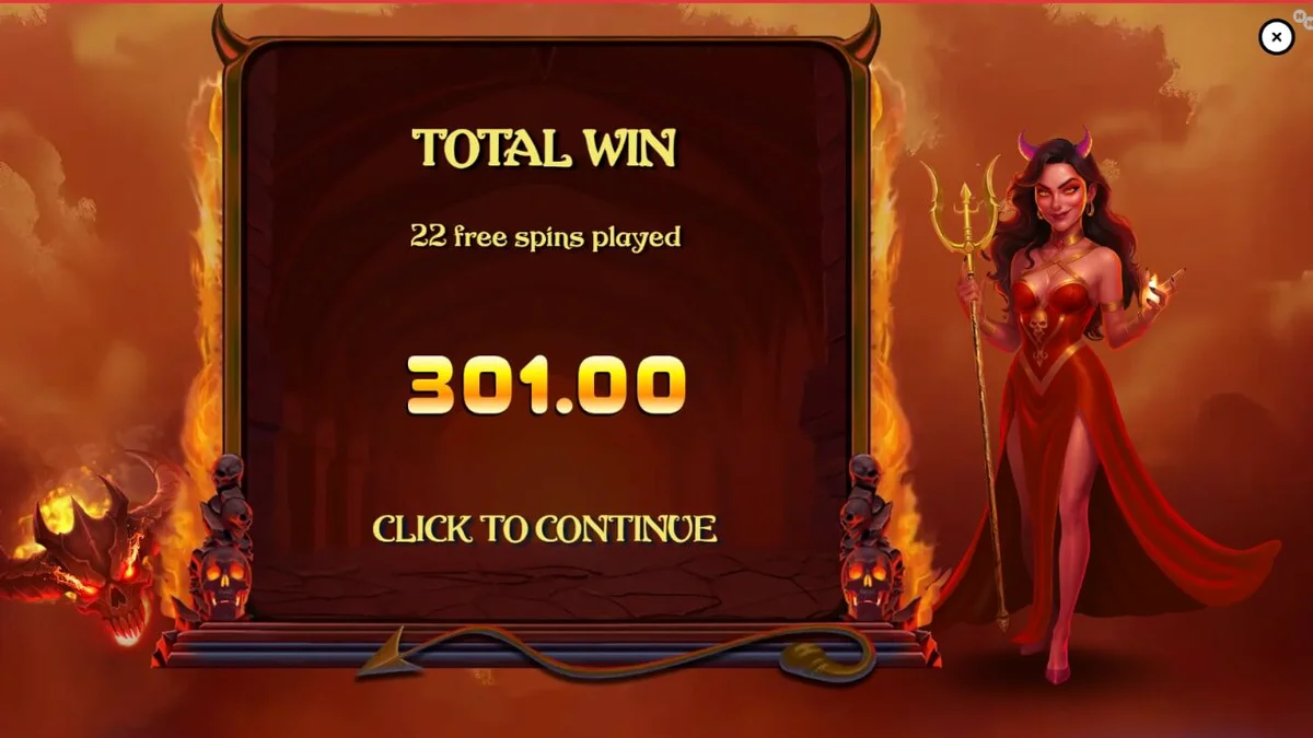 Tampilan visual slot Demon Queen dengan tema horor gotik dan api yang membara